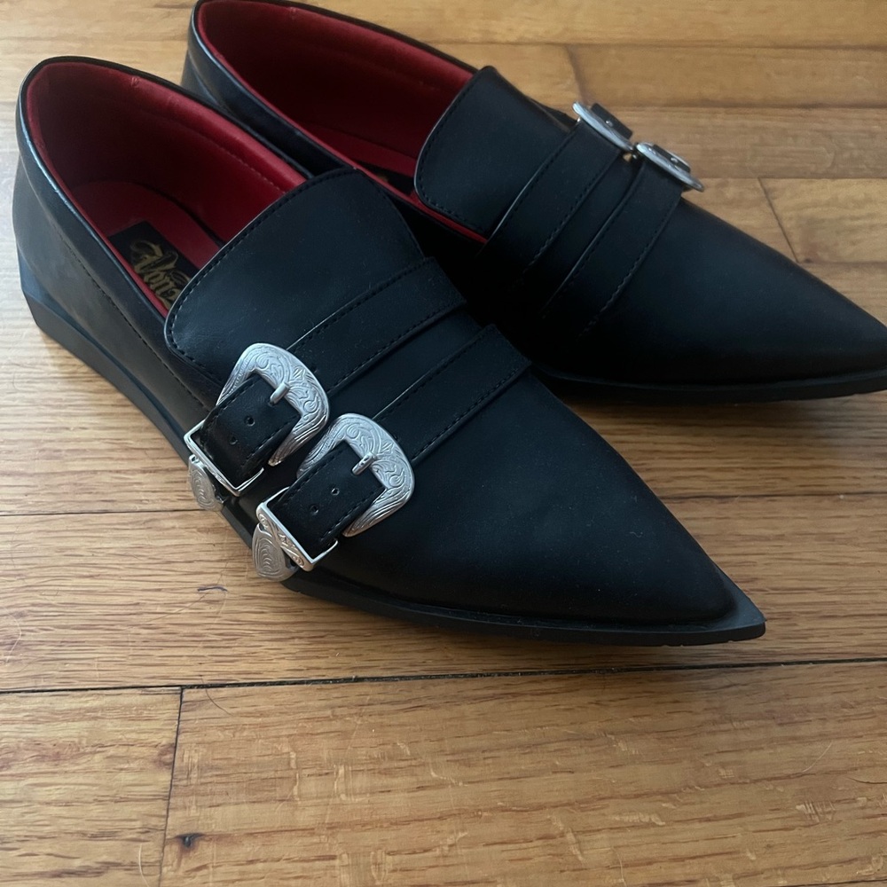 Kat Von D Black Double Buckle Flats